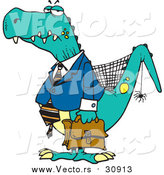 Vector of a Senior Business-Dinosaur Posing with Briefcase - Humorous Cartoon Style by Toonaday