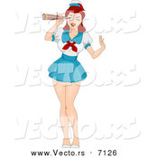 Vector of a Sexy White Female Sailor Pinup by BNP Design Studio