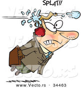 Vector of a Shocked Cartoon Businessman Getting Hit by a Snowball in the Back of the Head by Toonaday