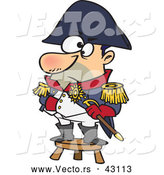 Vector of a Short Cartoon Military Captain Standing on a Stool by Toonaday