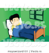 Vector of a Sick Asian Guy Resting in His Bedroom by Mayawizard101