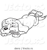 Vector of a Sick Cartoon Dog with Fever - Line Drawing by Dero