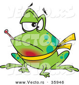Vector of a Sick Cartoon Frog with Sore Throat and Fever by Toonaday