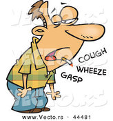 Vector of a Sick Cartoon Man Coughing, Wheezing, and Gasping While Smoking a Cigarette by Toonaday