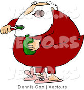Vector of a Sick Cartoon Santa Taking Cough Syrup Medicine by Djart