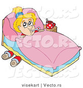 Vector of a Sick Child Resting in Her Bedroom by Visekart