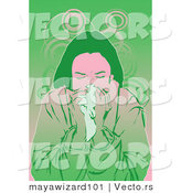 Vector of a Sick Girl Blowing Her Nose into a Tissue by Mayawizard101