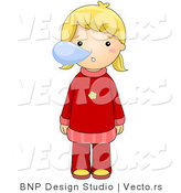 Vector of a Sick Girl Blowing Snot Bubbles from Her Nose by BNP Design Studio