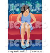 Vector of a Sick Girl Sitting on a Couch at a Party by Mayawizard101