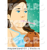 Vector of a Sick Girl with Teddy Bear by Mayawizard101