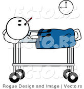 Vector of a Sick Stick Man with a Fever by Pams Clipart