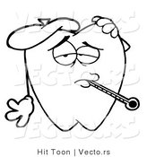 Vector of a Sick Tooth Aching Character - Line Drawing by Hit Toon