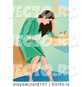 Vector of a Sick Young Lady Resting Against a Bathroom Sink by Mayawizard101