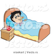 Vector of a Sick Young Man at Rest in His Bed by Visekart