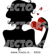 Vector of a Silhouetted Girl Holding a Red Love Heart by BNP Design Studio