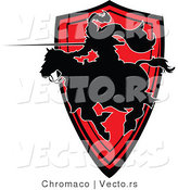 Vector of a Silhouetted Knight Pointing Lance While Charging Forward on His Horse by Chromaco