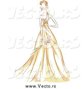Vector of a Sketched Woman in a Beautiful Yellow Gown by BNP Design Studio