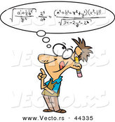 Vector of a Smart Cartoon Man Figuring out a Complicated Math Equation in His Head by Toonaday