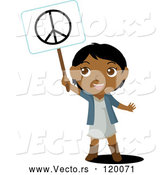 Vector of a Smiling Black Indian Kid Holding up a Peace Sign by Rosie Piter