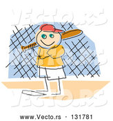 Vector of a Smiling Boy Playing Baseball, Standing at Home Base and Ready to Bat by Andy Nortnik
