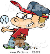 Vector of a Smiling Boy Tossing Baseball up While Walking Forward - Cartoon Style by Toonaday