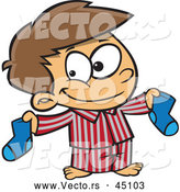 Vector of a Smiling Cartoon Boy Holding a Matching Pair of Socks by Toonaday