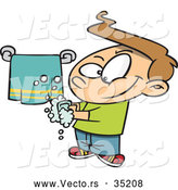 Vector of a Smiling Cartoon Boy Washing His Hands by Toonaday