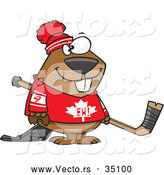 Vector of a Smiling Cartoon Canadian Hockey Beaver by Toonaday
