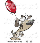 Vector of a Smiling Cartoon Dog Carrying a Birthday Balloon by Toonaday