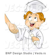 Vector of a Smiling Cartoon Graduating Boy Shaking Teacher's Hand by BNP Design Studio