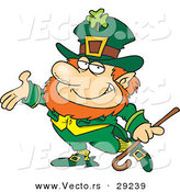 Vector of a Smiling Cartoon Leprechaun Presenting Stance by Toonaday