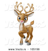 Vector of a Smiling Cartoon Red Nosed Christmas Reindeer by AtStockIllustration