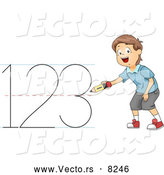 Vector of a Smiling Cartoon School Boy Writing '123' by BNP Design Studio
