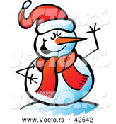 Vector of a Smiling Cartoon Snowman Waving by Zooco