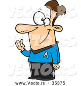 Vector of a Smiling Cartoon Star Trek Man Hand Gesturing by Toonaday