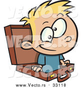 Vector of a Smiling Prodigy Boy Rising from a Briefcase - Cartoon Style by Toonaday