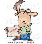 Vector of a Sneaky Cartoon Businessman Holding a Confidential File by Toonaday