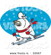 Vector of a Snow Skiing Cartoon Polar Bear by Toonaday