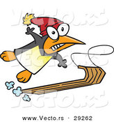 Vector of a Snow Sledding Cartoon Penguin by Toonaday