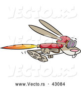 Vector of a Speedy Cartoon Rabbit Flying with a Super Fast Rocket Jet Pack by Toonaday