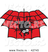 Vector of a Spider Hanging down over a Black and Red Web by Zooco