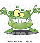 Vector of a Spotted Green Cartoon Monster Trying to Scare by Toonaday