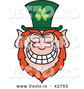 Vector of a St. Paddy's Day Cartoon Leprechaun with Big Grin on His Face by Zooco
