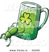 Vector of a St. Patrick's Day Cartoon Beetle Dragging a Beer Mug with a Clover Printed on the Side of the Glass by Zooco