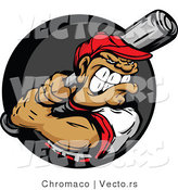 Vector of a Strong Baseball Player Gritting Teeth While Holding Bat by Chromaco