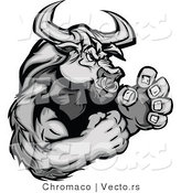 Vector of a Strong Bull Character Ready to Fight by Chromaco