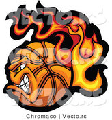 Vector of a Strong Flaming Basketball Mascot Character by Chromaco