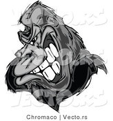Vector of a Strong Gorilla Gritting Teeth - Grayscale by Chromaco