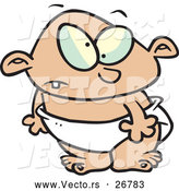 Vector of a Struggling Cartoon White Baby Toddler Boy Trying to Stay Standing on His Feet by Toonaday