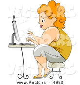 Vector of a Super Sexy Fat Girl Typing on a Computer by BNP Design Studio